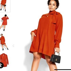 CITY CHIC TIE NECK LONG SLEEVE DRESS SIZE 16